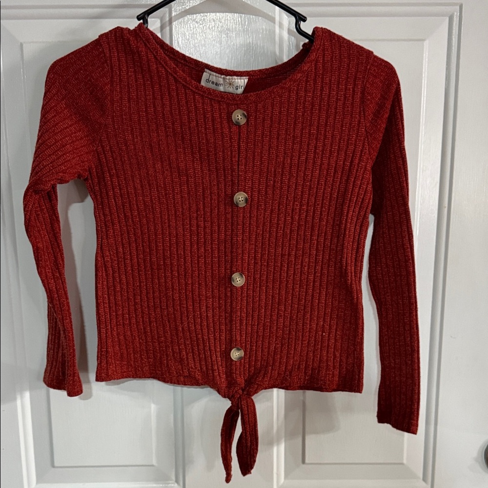 Dreamgirl Kids Red Ribbed Button-Down Shirt